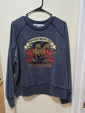 Rodeo Quincy All Horses Go To Heaven Navy Sweatshirt
